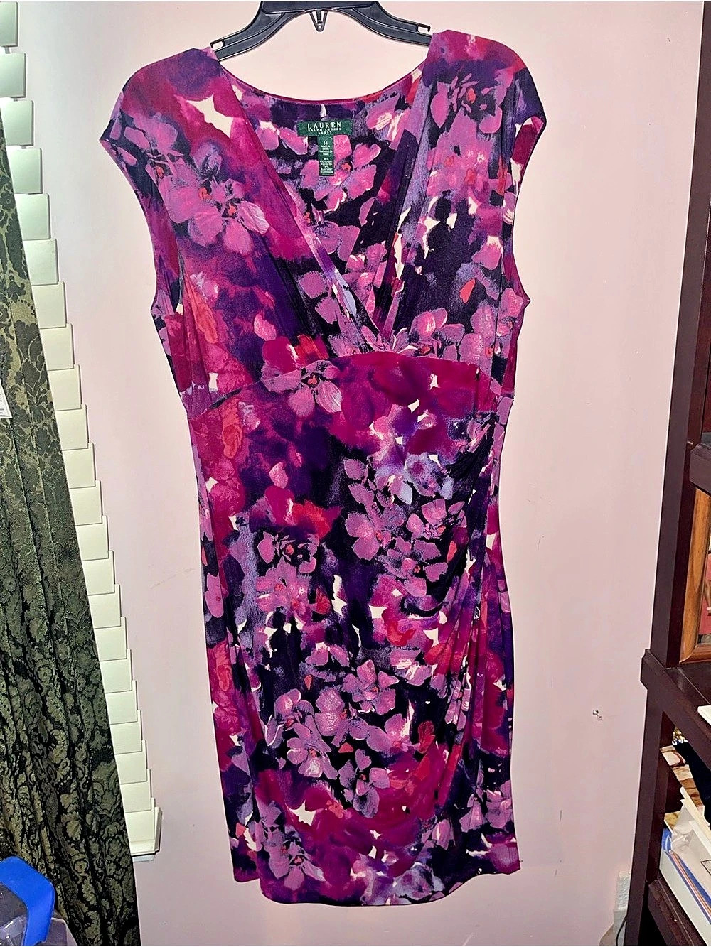 Lauren Ralph Lauren Floral Midi Dress in Purple & Pink Size 14